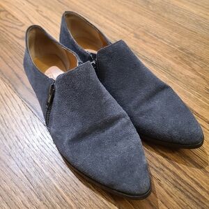 J Crew Women's Shoes in Charcoal Gray Suede with Double Side Zip Loafer